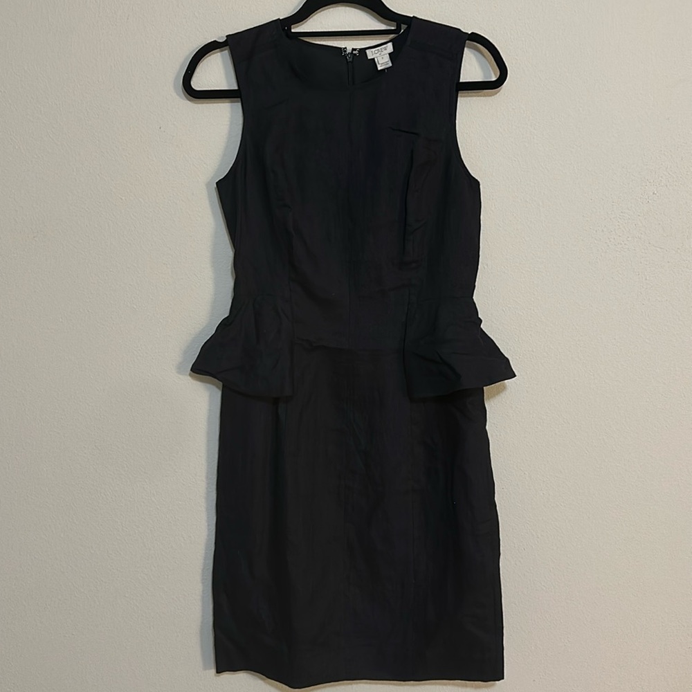 NWT J. Crew Peplum Black Linen Dress